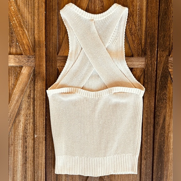 J. Crew sz M Cotton Cashmere Ivory Sleeveless Knit Top - Picture 2 of 7